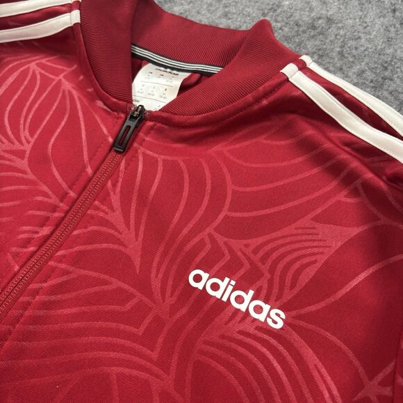 Adidas Floral Track Jacket Women’s Medium Red Full Zip AOP - Picture 1 of 11